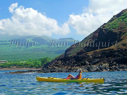 Woman kayaking on the southern coast of Maui near Makena, Maui, Hawaii Picture Photo - Hawaiipictures.com